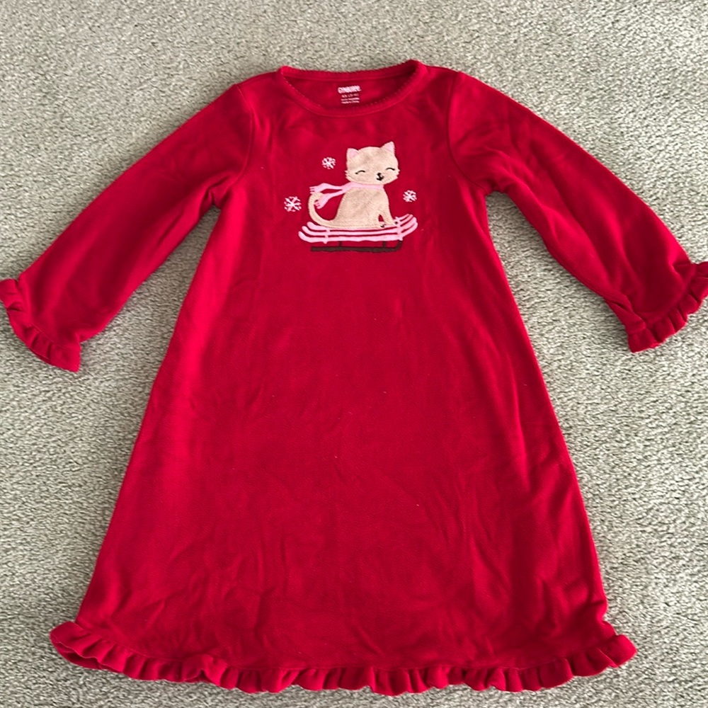 Vintage Gymboree red fleece holiday night gown XS